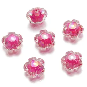 Perles de fleurs en acrylique rose AB vibrantes pour la création de bijoux et d'artisanat