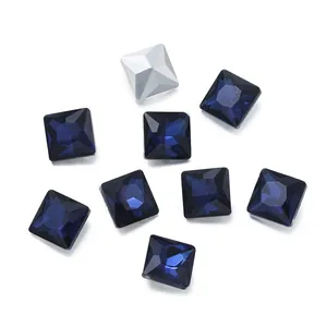 Dark blue square pointed back glass crystal rhinestones for DIY crafts and nail art