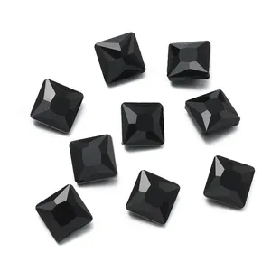 Faceted black square pointed back glass crystal rhinestones for DIY jewelry and nail art