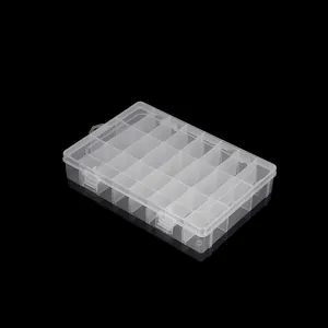 Caja organizadora de plástico transparente con compartimentos extraíbles para joyas