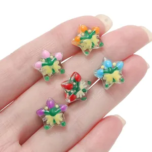 Cuentas de vidrio en forma de estrella pintadas a mano para joyas de Navidad y pulseras DIY