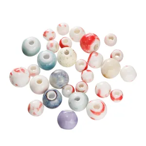 Assorted 6-12mm Jingdezhen ceramic beads for DIY jewelry making and handicraft