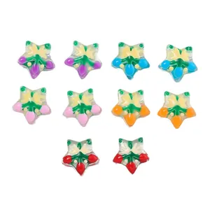 Cuentas de vidrio en forma de estrella pintadas a mano para joyería navideña DIY