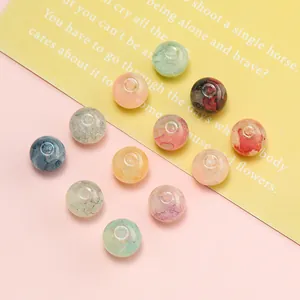 Close-up of 10mm colorful floral glass beads for DIY jewelry making accessories