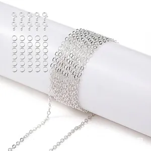Πλήρες σετ για κατασκευή κοσμημάτων DIY με λεπτή ασημένια αλυσίδα και κουμπώματα
