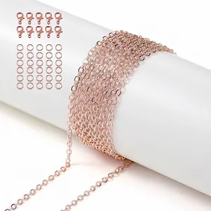 Σετ DIY κοσμημάτων σε ροζ χρυσό με αλυσίδα O, κουμπώματα καβούρι και κρίκους