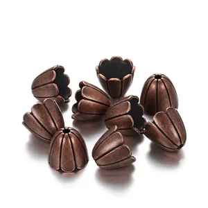 Vintage Bronze-Blütenknospen-Perlenkappen für DIY-Schmuck und Quasten