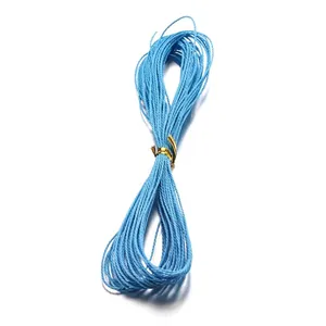 Light blue 1mm 3-strand braided waxed polyester cord for handmade jewelry making 10m