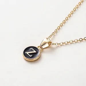 Elegante minimalistische Goldkette 52cm mit schwarzem Emaille Anhänger Buchstabe Z