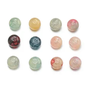 Detailed view of 10mm assorted floral glass beads for DIY jewelry making and crafts