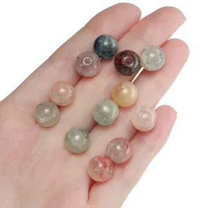 Assorted 10mm gilded glass opal beads with crushed flower patterns for DIY jewelry making