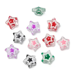Cuentas de vidrio pintadas a mano con forma de estrella para pulseras y collares DIY.