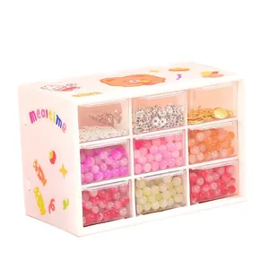 Kit de bijoux en perles DIY pour enfants dans une boîte de rangement à 9 compartiments