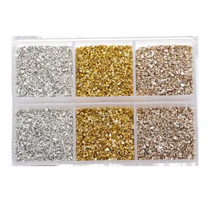 Set di 6 scomparti con pietre metalliche frantumate in argento, oro e oro rosa decoro.