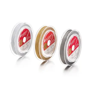 Close-up showing three colors of FLEXY 7 nylon coated stainless steel beading wire spools