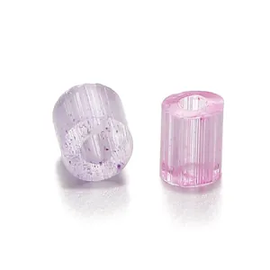 Macroweergave van 3mm zijdeglans glazen kralen in roze en lavendel voor DIY sieraden