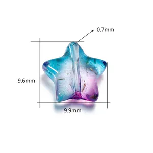 Farbverlauf blau violett Lampwork Sternperlen für DIY Schmuckherstellung 9,9x9,6mm