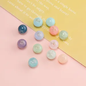 Detail view of 10mm cracked glass beads in pastel colors for DIY jewelry making