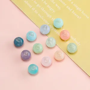 Detailed macro view of 10mm colorful crackle glass beads for DIY jewelry bracelet making