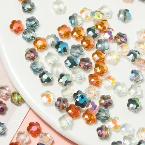 Cuentas de Vidrio Facetadas en Forma de Flor Cristal Alta Transparencia Strass Cuentas Espaciadoras para Creación de Joyas DIY Pulsera