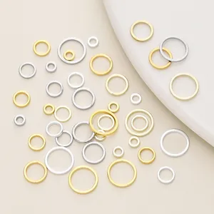Assortiment d'anneaux fermés en cuivre plaqué or 18K et argent pour bijoux DIY