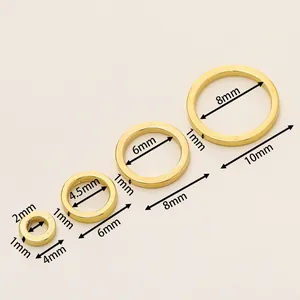 Anneaux de jonction fermés en cuivre plaqué or 18 carats avec marquages de dimensions