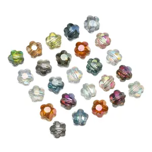 Cuentas de flores de cristal facetado coloridas para proyectos de joyería artesanal DIY