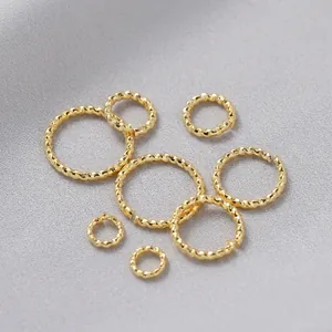 Gold textured open and closed jump rings for DIY jewelry making in various sizes