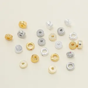 Selection of textured 18K gold and silver plated spacer beads for DIY jewelry making