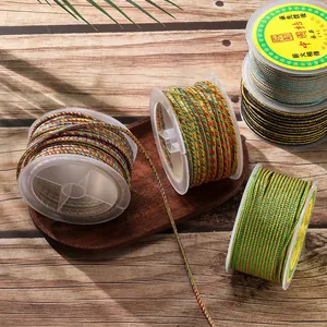 Macro detail of 2.5mm colorful hand-woven jewelry cords on spools for DIY jewelry