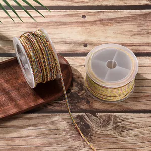 Close-up of 2.5mm multi-colored braided cord spools for DIY jewelry making crafts