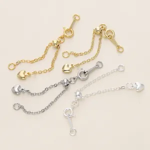Verstellbare Verlängerungsketten in Gold und Silber mit Herzanhängern für DIY-Schmuck.