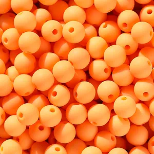 Vibrant orange matte acrylic candy round beads with straight holes for DIY jewelry making