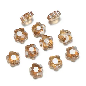 Cuentas de flores de cristal de vidrio facetado champán de alta calidad para joyería DIY