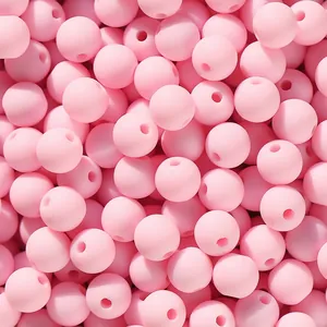 High quality 6/8mm matte pink acrylic round candy beads with straight holes for DIY jewelry