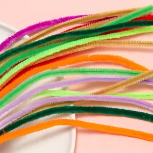 Colorful 30cm thickened chenille stems for kids DIY crafts and floral arrangements.