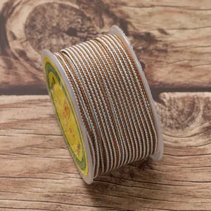 Detailed close-up of 2.5mm two-tone braided cord for DIY handmade jewelry crafts.
