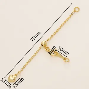 18K vergoldete verstellbare Verlängerungskette für DIY-Armbänder mit Herzanhänger