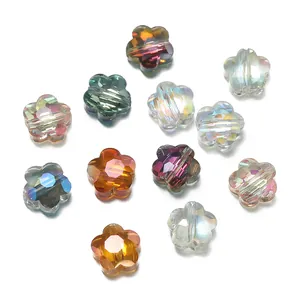 Selección de cuentas de flores de cristal tallado de colores mezclados para bisutería DIY