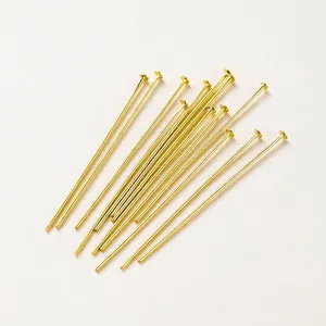14K vergoldete T-Stifte mit Flachkopf für DIY-Schmuckherstellung und Perlenarbeiten