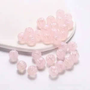 Perle di zucca in acrilico rosa iridescente per creazione di gioielli e accessori