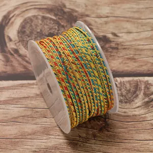 Close-up of 2.5mm colorful braided jewelry cord on a clear spool for DIY crafts.