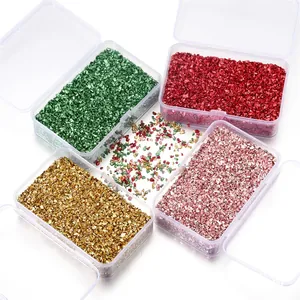Irregular Crushed Glass Stones For DIY Jewelry Making Nail Art Decoration High Gloss Glass Chips For Epoxy Resin Crafts Mixed Colors Glass Gravel