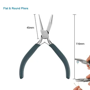 Jewelry tool pliers showing 116mm total length and 45mm jaw size dimensions.