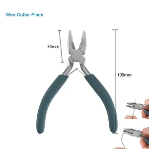 Professional jewelry wire cutter pliers with 109mm length and steel cutting edge detail