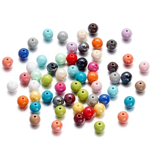 Perles rondes en acrylique coloré de 10mm pour accessoires bijoux DIY