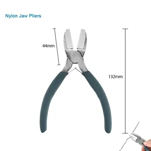Professional nylon jaw jewelry pliers showing 132mm total length and 44mm jaw size