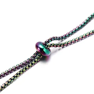 Bracciale regolabile in acciaio inossidabile con finitura arcobaleno per gioielli fai-da-te