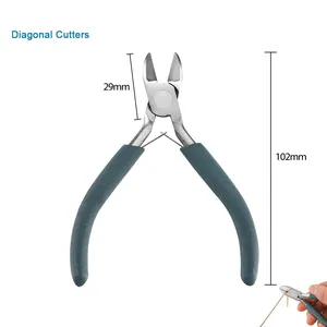 Detail of 102mm diagonal cutters with 29mm head for jewelry making and precision crafts.