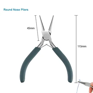 Professional round nose pliers with 45mm jaw and 115mm total length for jewelry making